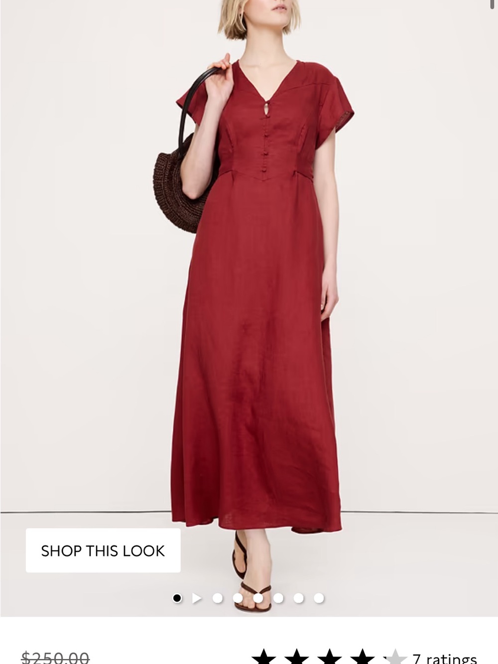 Banana Republic Red V-Neck side tie maxi dress